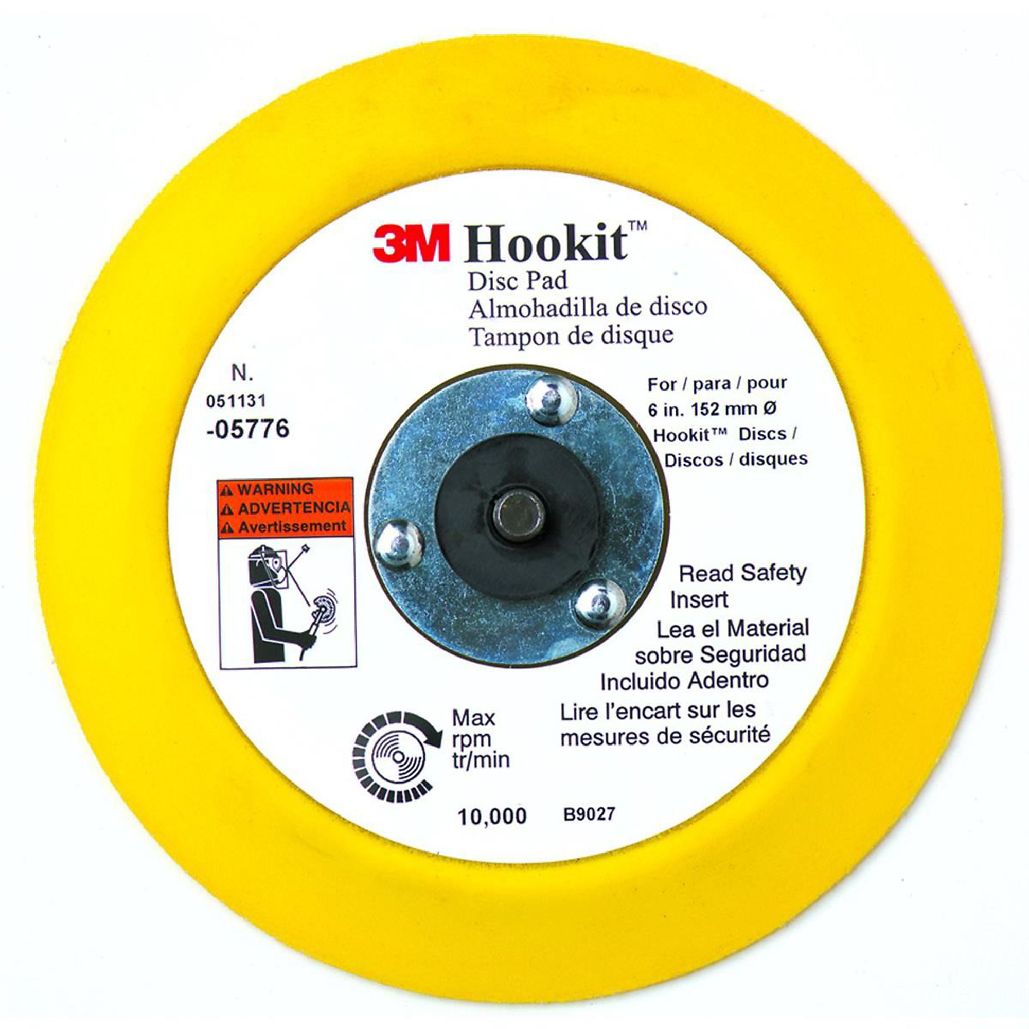 3M Hookit Pad — 6in., Lightweight, Shock-Resistant, 12,000 RPM, Model# MMM5776